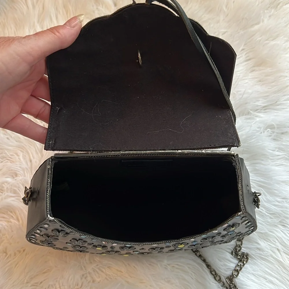 Sam Edelman Georgina metal and leather crossbody bag